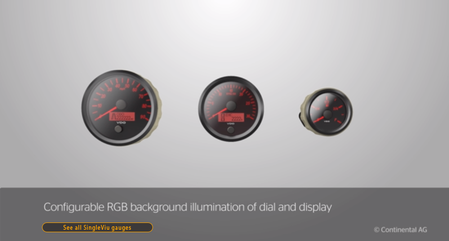 Continental/VDO SingleViu gauges offer a standardized, flexible, and robust solution suitable for all markets, whether commercial vehicles, motorcycles or stationary machinery.